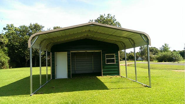 Partially Enclosed Metal Carport Garage